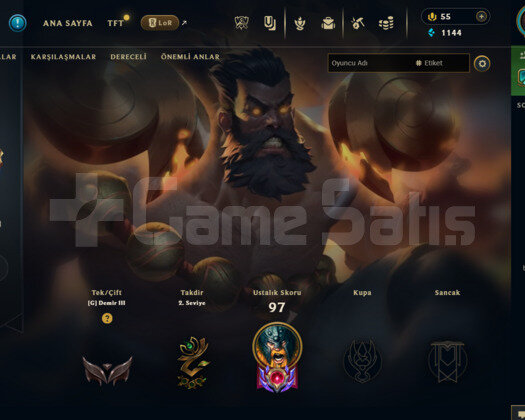 TR 52 LEVEL HANDMADE DEMİR 3 MAİLLİ 8 SKİNLİ HESAP