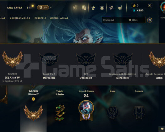 ALTIN 4 ZÜMRÜT PLAT MMR YÜKSEK WR 38 40 LP