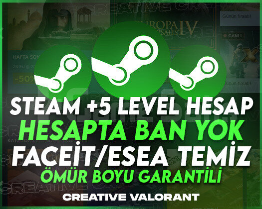 Steam | +5 Level | Faceit Hazır | Garantili Hesap