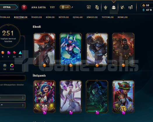 12 yıllık Lol Hesabı 261 Kostüm 691 Level