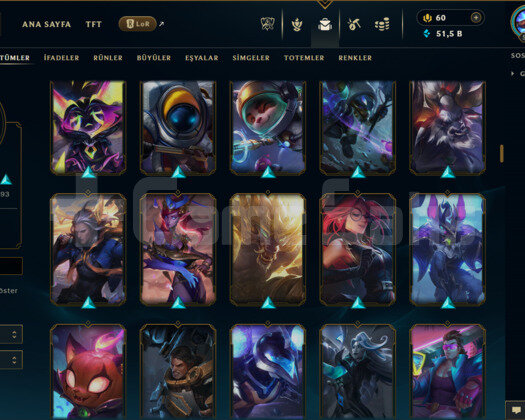 EUW / 500 LEVEL / 198 SKİN / FUL HERO +5000 SATIŞ