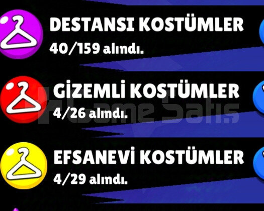 44 BİN KUPA 83 KARAKTER 126 KOSTÜM ÖZEL KOSTÜMLÜ