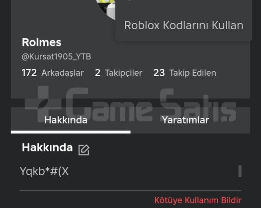 Ucuza 1500 Robux Yatırılmış Hesap