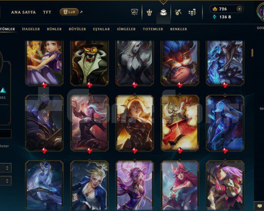 EUW / 443 LEVEL / 387 SKİN / FUL HERO /+136K ÖZ