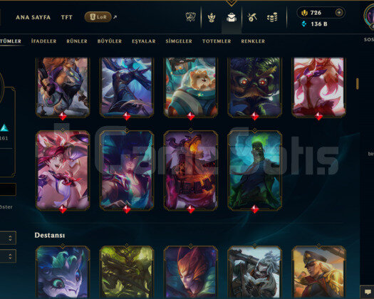EUW / 443 LEVEL / 387 SKİN / FUL HERO /+136K ÖZ