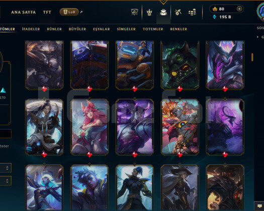 TR / 465 LEVEL / 446 SKİN / FUL HERO / +195K ÖZ