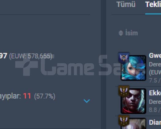 EUW P2-P3 MMR 14 SKİN +31/-17 HANDMADE ACC!!