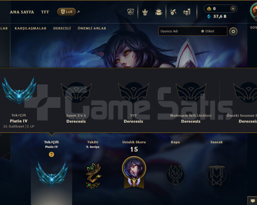 EUW PLAT 4 / 71 WR / 37K MAVİ ÖZ / TAKDİR 2
