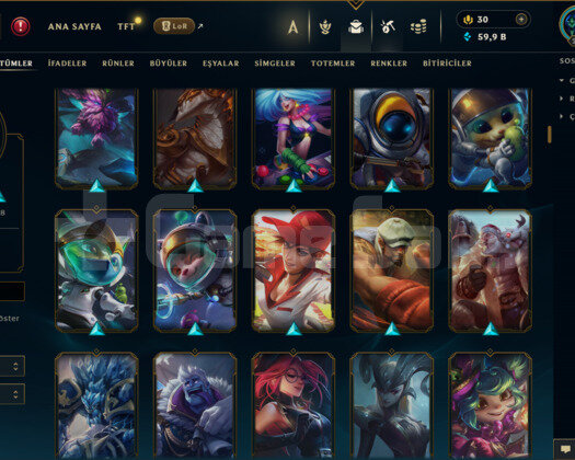 EUW / 246 LEVEL / 331 SKİN / FUL HERO +MAİL+59K ÖZ