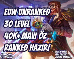 DERECELİ HAZIR! EUW 40K+ M. ÖZ VIP 30 LVL UNRANKED
