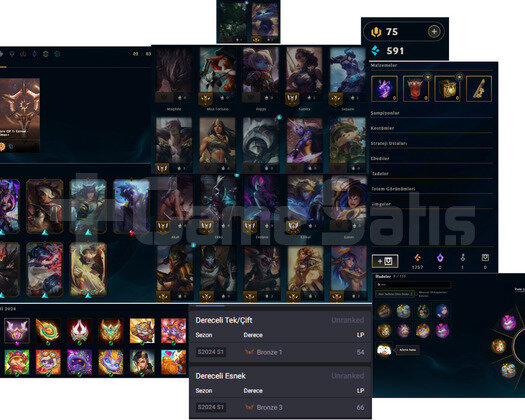 31 lvl 22 Şampiyon 9 Skin Yeni Hesap 2024