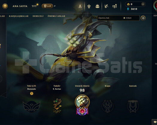 62 lvl 36 Şampiyon 3 Skin Eski Hesap 2018