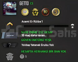 CS2 Prime | 4 Madalya | Yeşil Faktör + Garanti