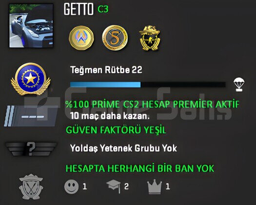 CS2 Prime | Premier Aktif | Yeşil Faktör + Garanti