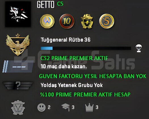 CS2 Prime | Premier Aktif | Yeşil Faktör + Garanti