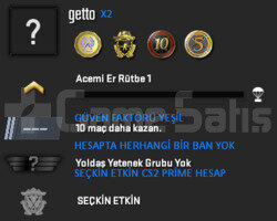 CS2 Prime | 4 Madalya | Yeşil Faktör + Garanti