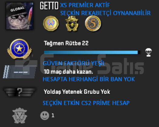 CS2 Prime | Premier Aktif | Yeşil Faktör + Garanti