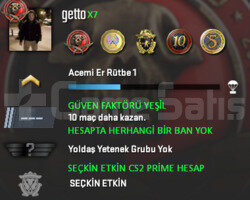 CS2 Prime | 5 Madalya | Yeşil Faktör + Garanti