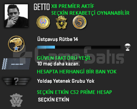 CS2 Prime | Premier Aktif | Yeşil Faktör + Garanti