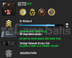 CS2 Prime | 4 Madalya | Yeşil Faktör + Garanti