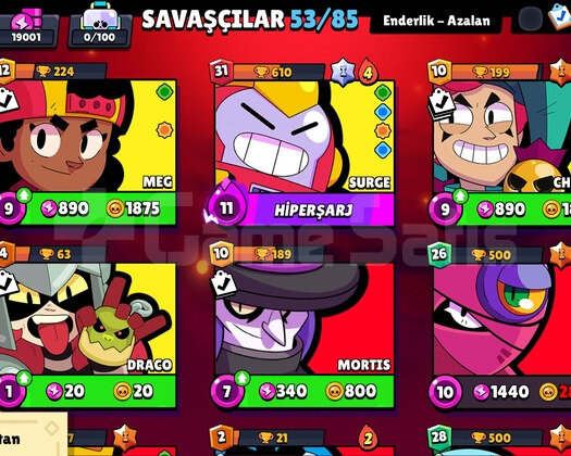19k mükemmel hesap 53 karakter 65 kostum