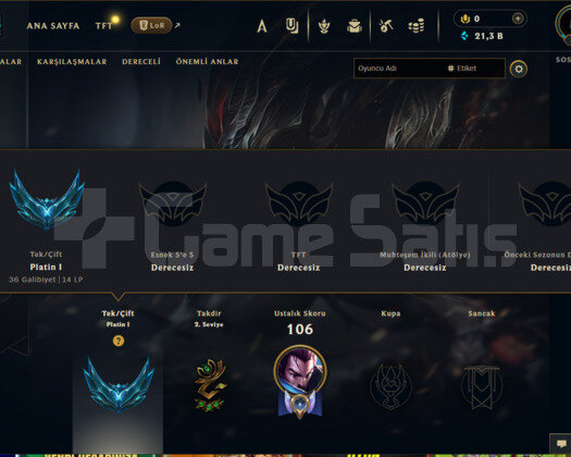 EUW HANDMADE PLAT 1 I 31 ŞAMPİYON - 7 KOSTÜM 21KBE