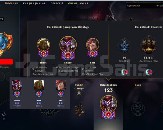 TR 170K SHACO HANDMADE LOL HESABI