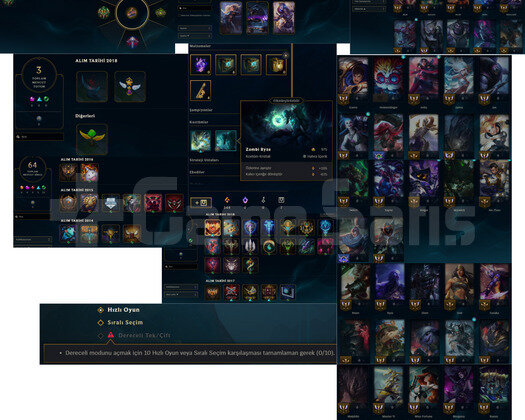 Satılık LOL Hesabı 56 Lvl 47 Hero 8 Skin Bons Kasa
