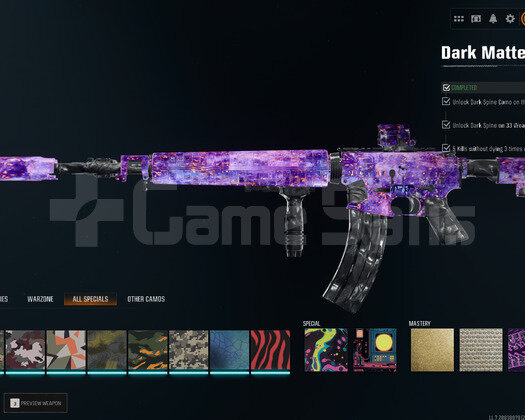 25 Dark Matter Camo Warzone hasabı