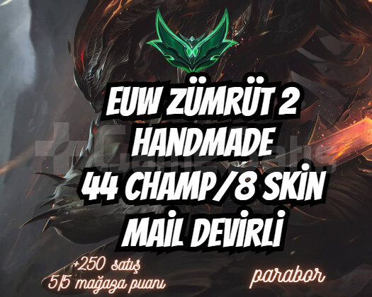 Euw Zümrüt 2 I 44 Champ/8 Skin I Mail Devirli