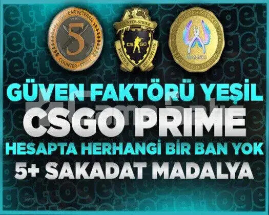 CS2 Prime | 3 Madalya | Yeşil Faktör + Garanti