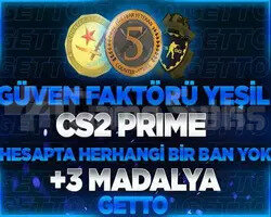 CS2 Prime | 3 Madalya | Yeşil Faktör + Garanti