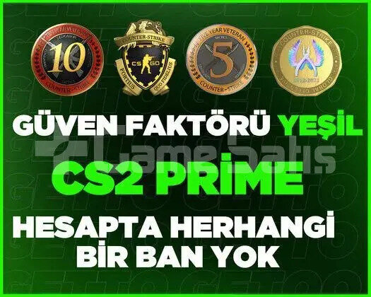 CS2 Prime | 4 Madalya | Yeşil Faktör + Garanti