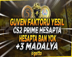 CS2 Prime | 3 Madalya | Yeşil Faktör + Garanti
