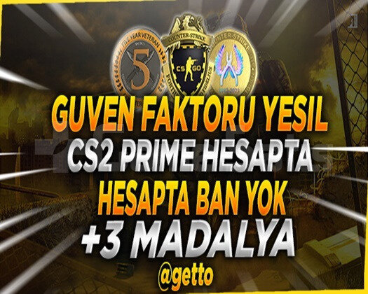 CS2 Prime | 3 Madalya | Yeşil Faktör + Garanti