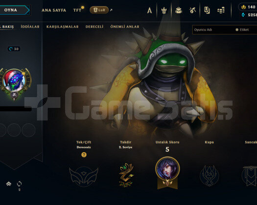 EUW 2009 KURULUM KRAL RAMMUS 30 LVL RARE HESAP