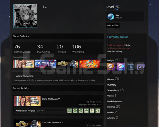 STEAM 50 LVL 76 OYUNLU HESAP