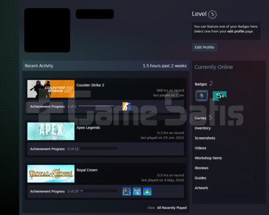 6 MADALYALI  368 SAATLI  FACEIT KAYITSIZ HESAP