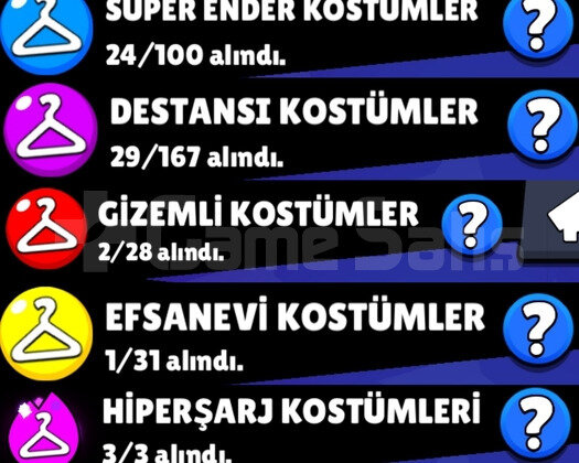 34 BİN KUPA 79 KARAKTER 82 KOSTÜM