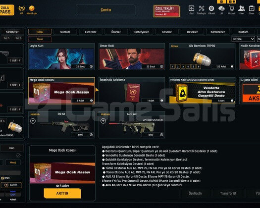 166.000 ZPli 47 Level +6 Set Zula Hesabı