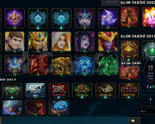 TR MAİL DEĞİŞEN 15K ÖZ 355 RP GOLD4 10 SKIN 43HERO