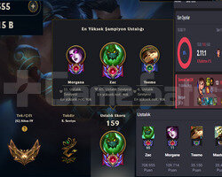TR MAİL DEĞİŞEN 15K ÖZ 355 RP GOLD4 10 SKIN 43HERO
