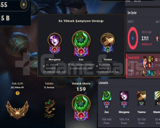 TR MAİL DEĞİŞEN 15K ÖZ 355 RP GOLD4 10 SKIN 43HERO