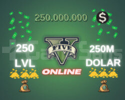 GTA 5 Online 250M DOLAR+250 LVL Full Unlock+ bonus