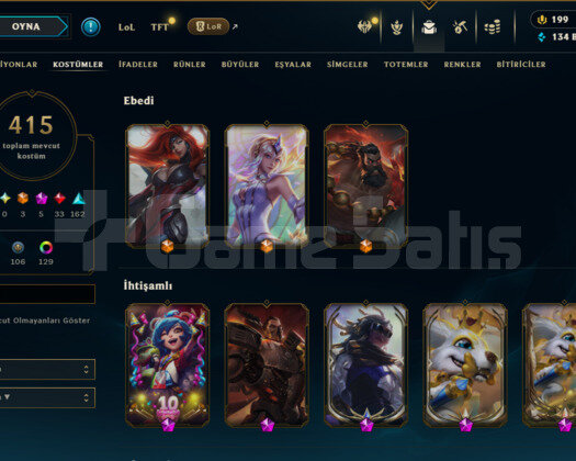 415 SKİNLİ EFSANE LOL HESABI MAİLLİ