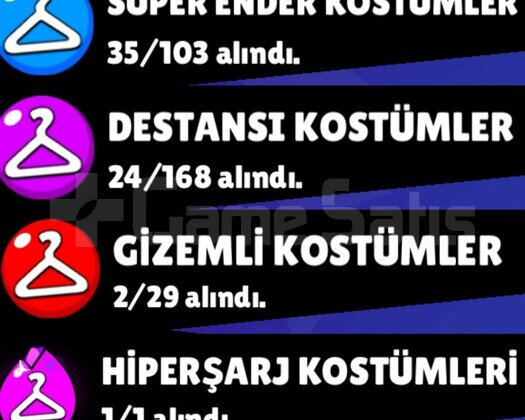 34 BİN KUPA 79 KARAKTER 100 KOSTÜM