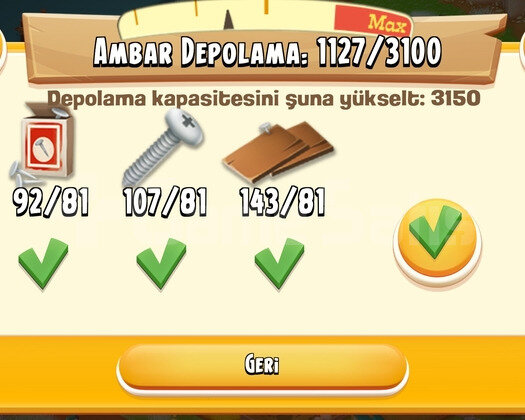 61 LVL 3150 AGİL 3100 AMBAR DEPOLU İÇİ AGİL DOLU