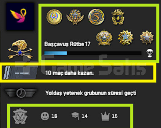 3K OYUN + 7 MADALYA 521 WİN 1273 SAAT SEÇKİN