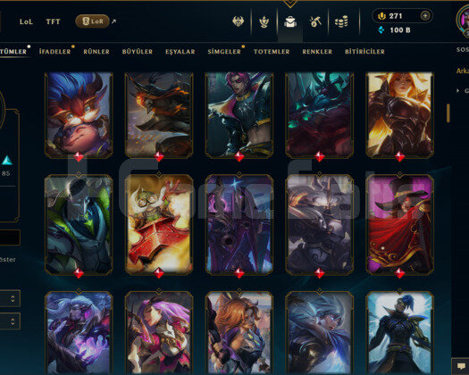 EUW / 283 LEVEL / 174 SKİN / FUL HERO+MAİL+100K ÖZ