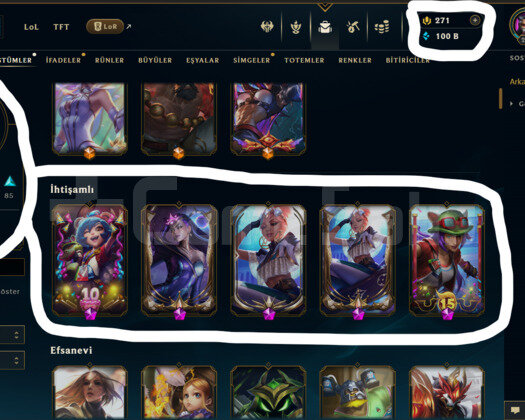 EUW / 283 LEVEL / 174 SKİN / FUL HERO+MAİL+100K ÖZ